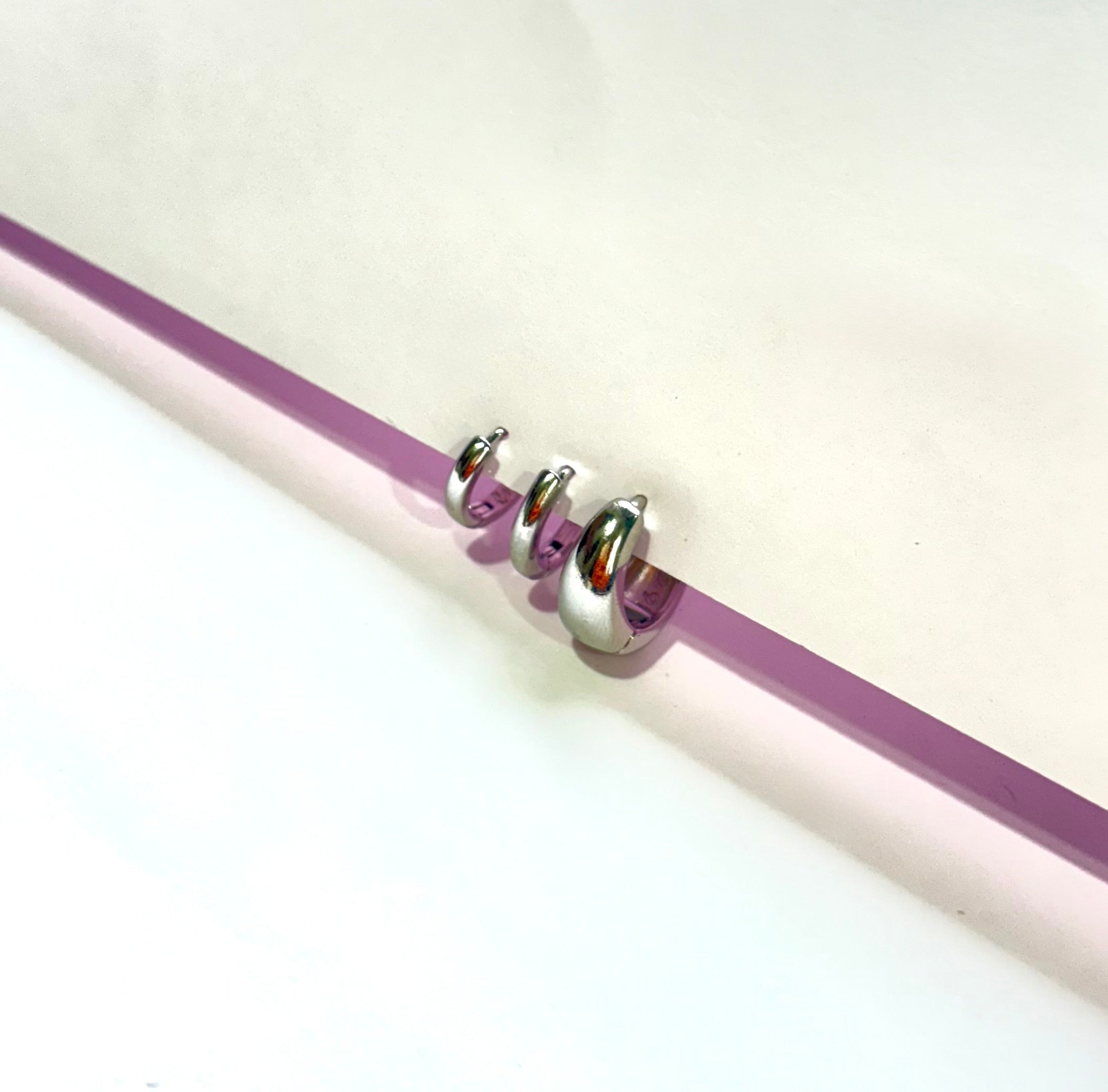 Silver mini hoop stack earring