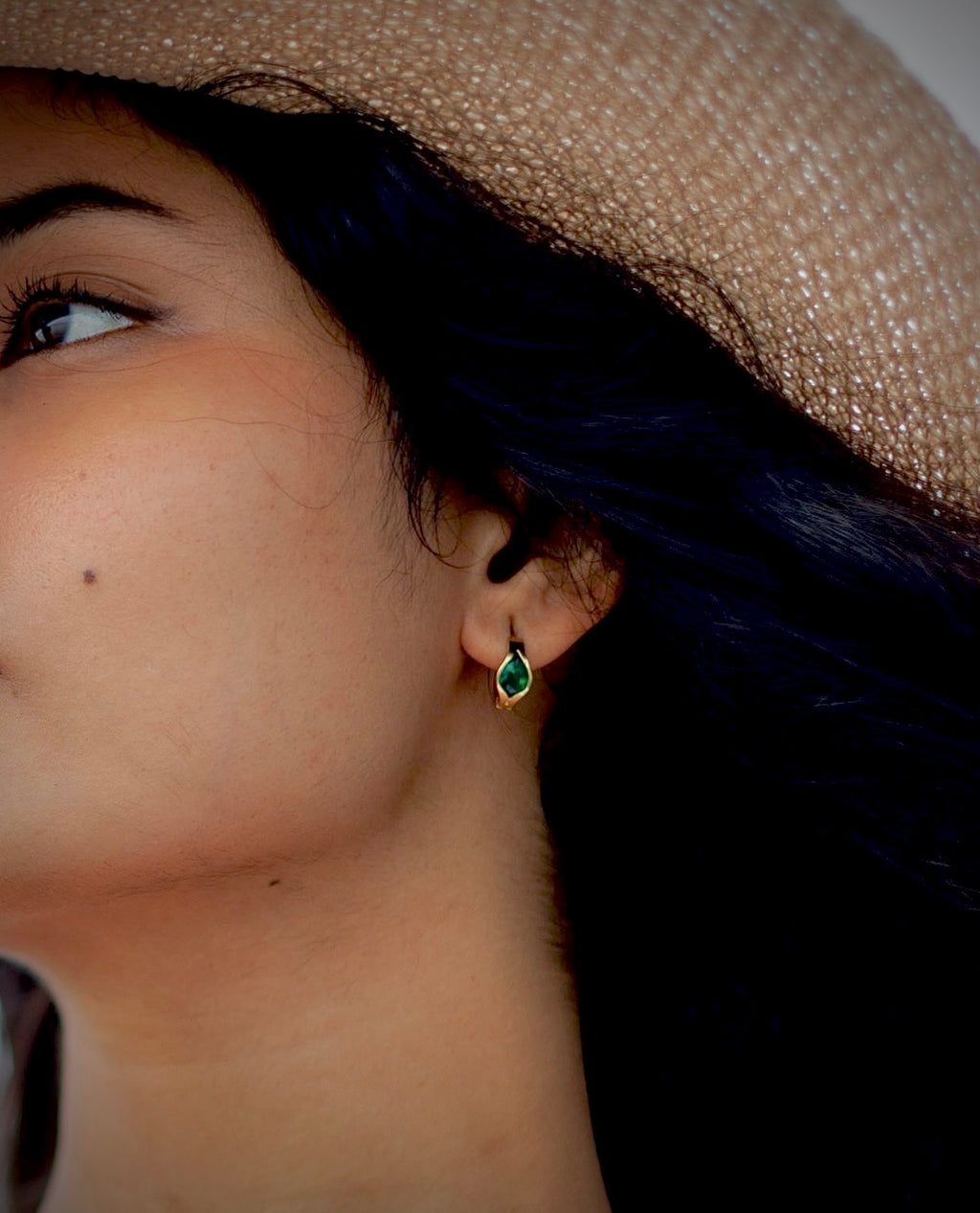 Emerald stone hoop
