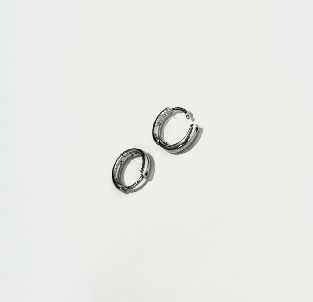 Silver mini hoop stack earring