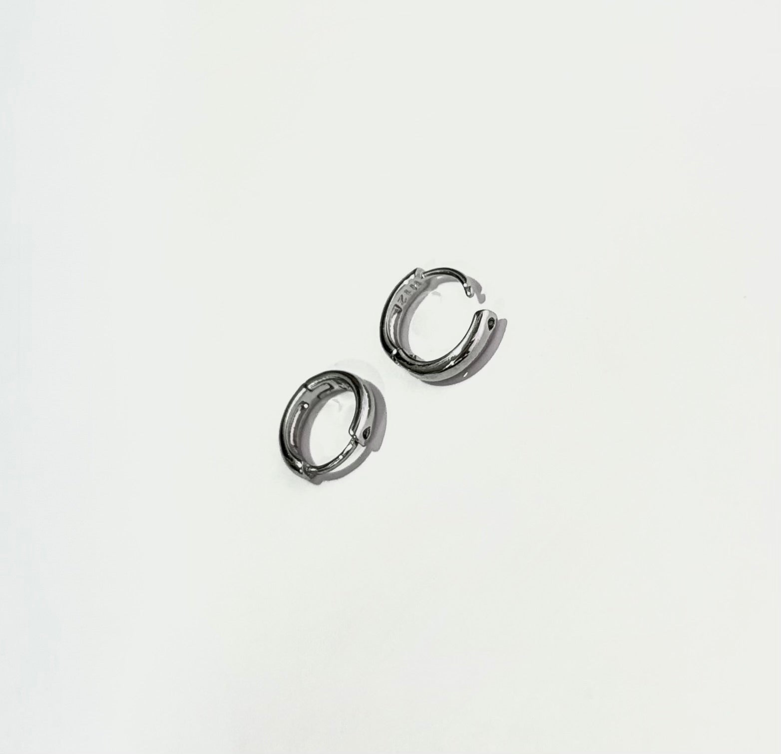 Silver mini hoop stack earring