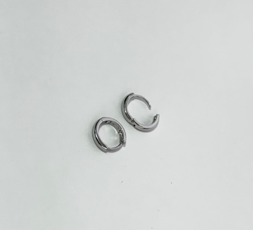 Silver small hoops stack earring
