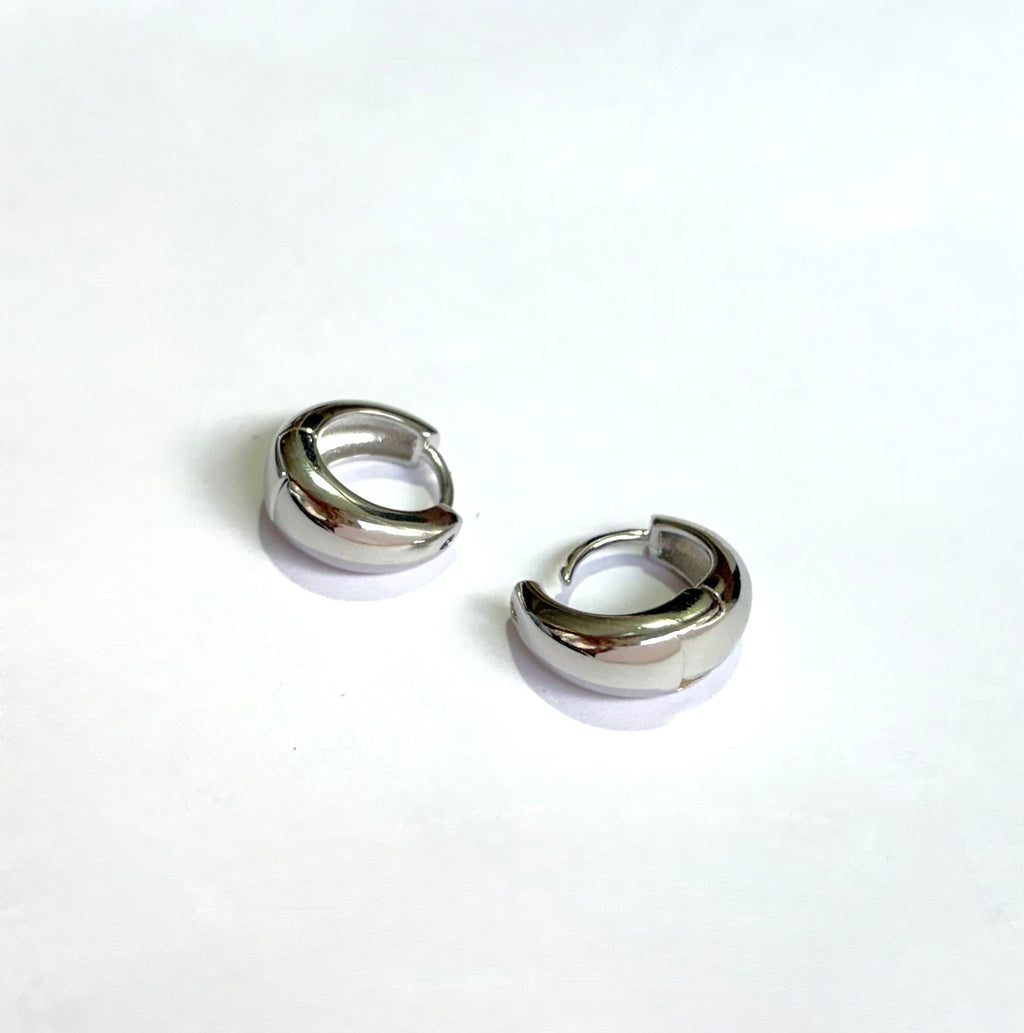 Silver chunky hoops stack earring