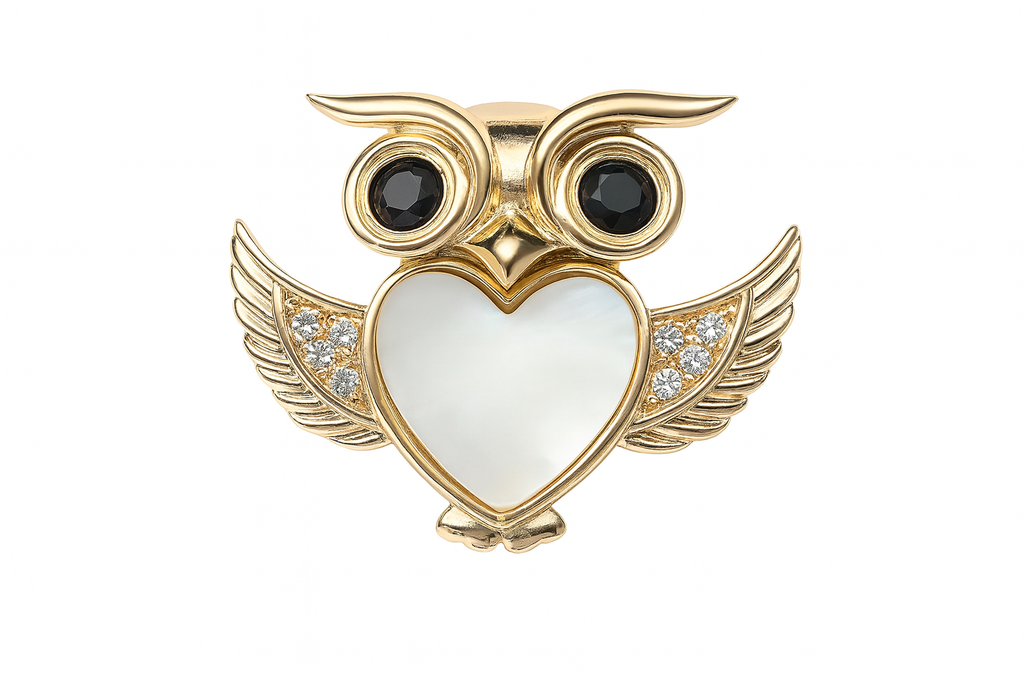 Aurevo Mini Owl Heart Brooch