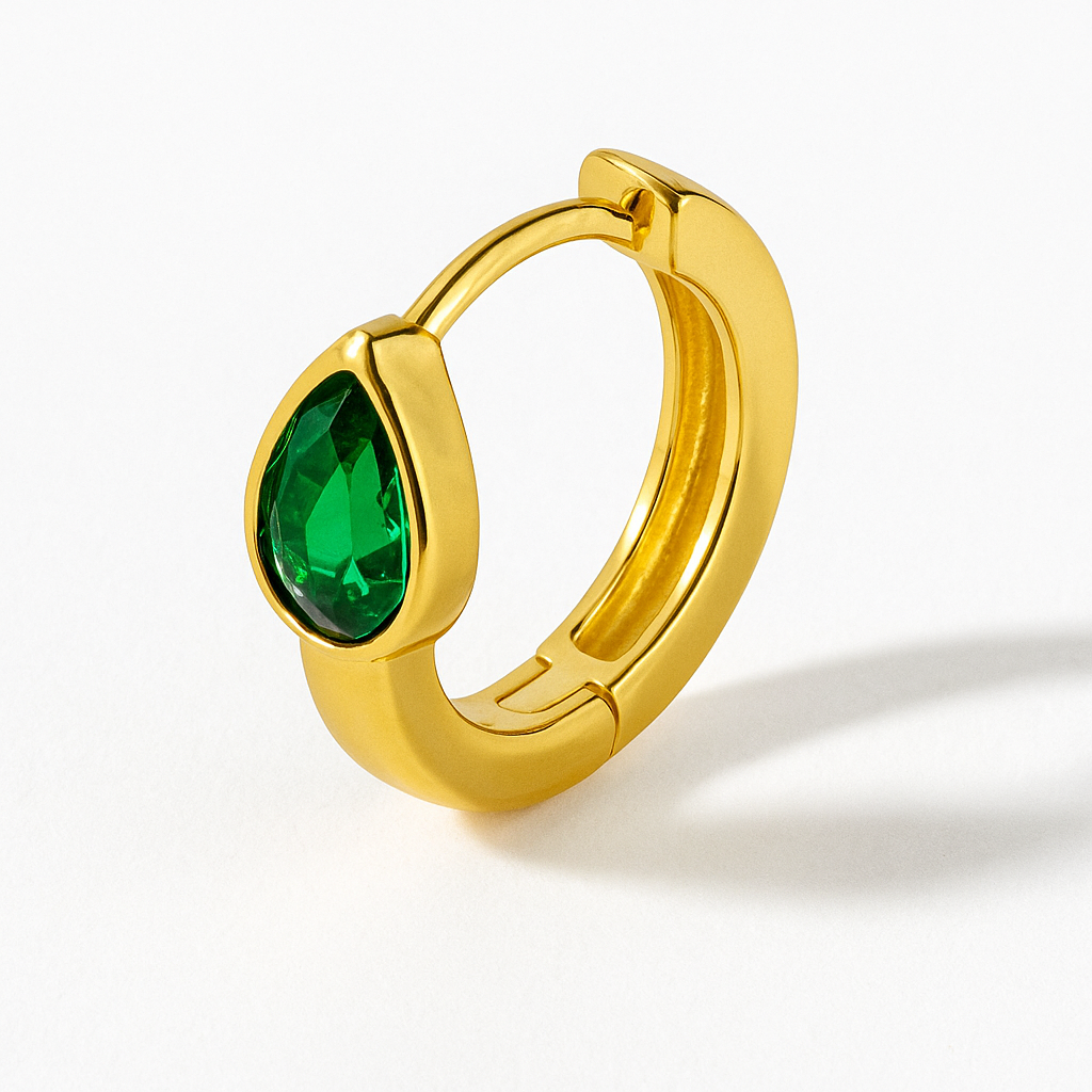 Emerald stone hoop