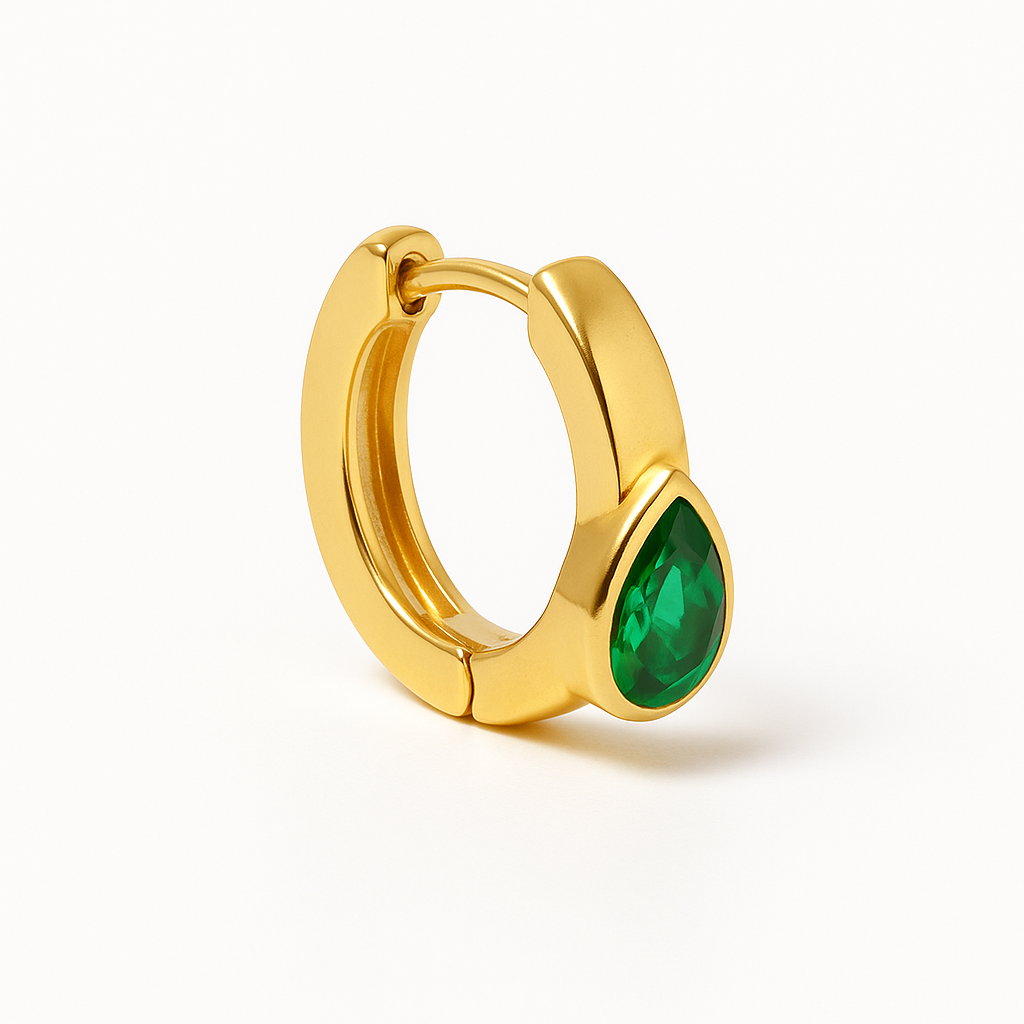 Emerald stone hoop