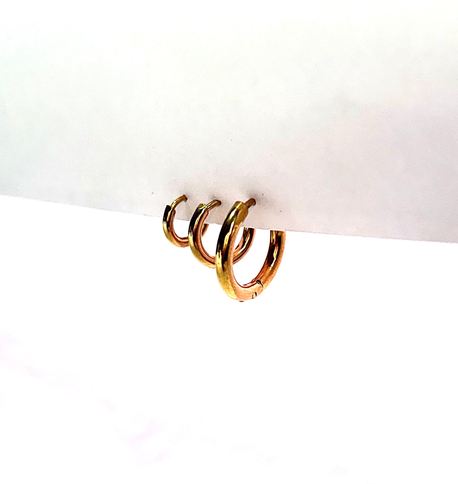 Gold big hoop stack earring