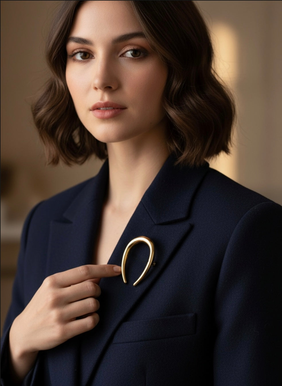 Gold Horseshoe Brooch Pin