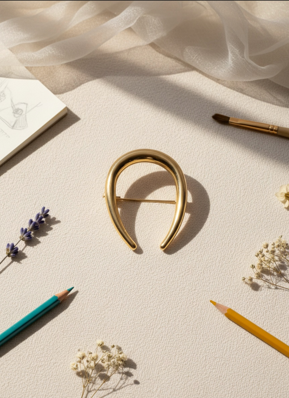 Gold Horseshoe Brooch Pin